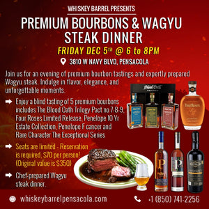 Reserve your spot for Premium Bourbons & Wagyu Steak Dinner on Dec 05th